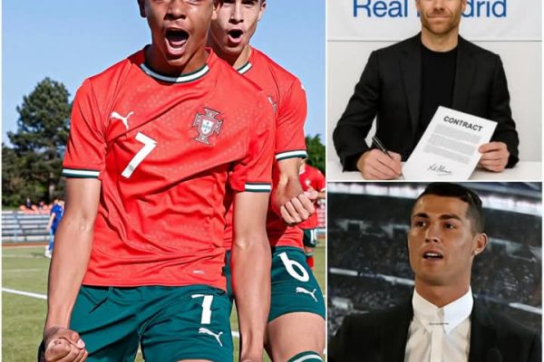 Cristiano Jr., son of superstar CR7, has been officially promoted to Real Madrid’s youth academy, personally recruited by president Florentino Pérez. Pérez is convinced that he will be the world’s second CR7, destined to shine at the Santiago Bernabéu. The shocking response and the conditions set by father and son have sparked major controversy within Real Madrid and a wave of criticism worldwide.