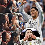 Bellingham’s girlfriend couldn’t hold back her joy after his goal. 🤍  Jude dedicated that moment to two special people — his partner and his mother — both in the Bernabéu stands, living the magic of El Clásico.  Love was truly in the air. ♥️